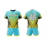 Aqua Yellow Tribal Pattern Rugby Set