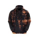 Black & Orange Bleach Effect Pullover Hoodie