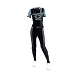 Custom Black & Grey “cadiz sports” Sublimated Racing Stripe Softball Uniform