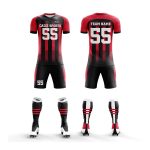Black & Red Vertical Stripe Soccer Kit Jersey & Short