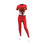Custom Red & White “cadiz sports” Sublimated V Panel Softball Uniform