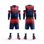 Navy Blue & Red Basketball Uniform Custom Performance Set